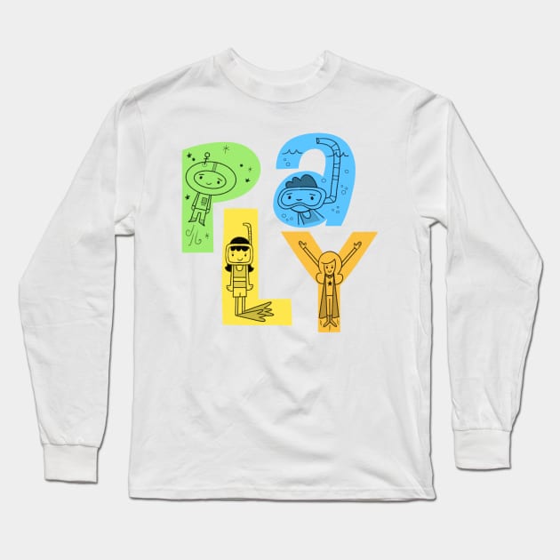 Play, Fun, Imagination, cartoon retro Long Sleeve T-Shirt by Andy McNally